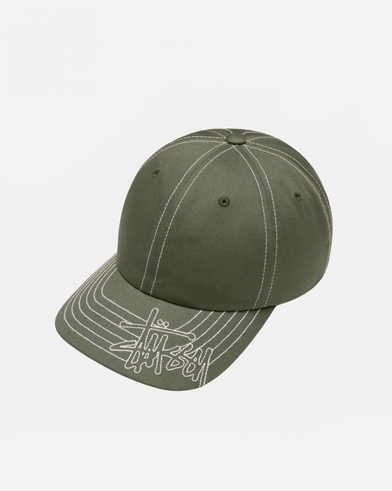 Stussy Low Pro Basic Stitch Strapback - Unisex Olijfgroen | ZNLMJ20752