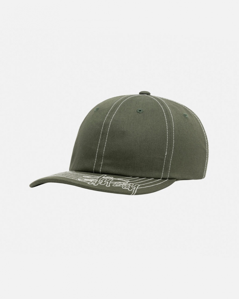 Stussy Low Pro Basic Stitch Strapback - Unisex Olijfgroen | ZNLMJ20752