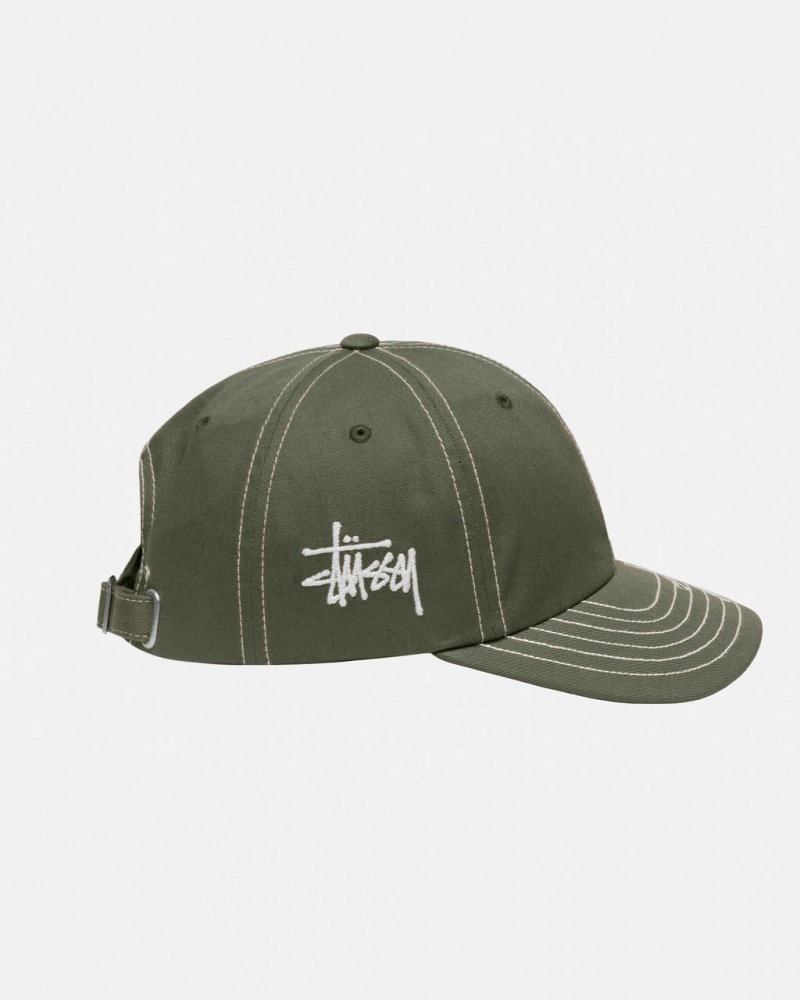 Stussy Low Pro Basic Stitch Strapback - Unisex Olijfgroen | ZNLMJ20752