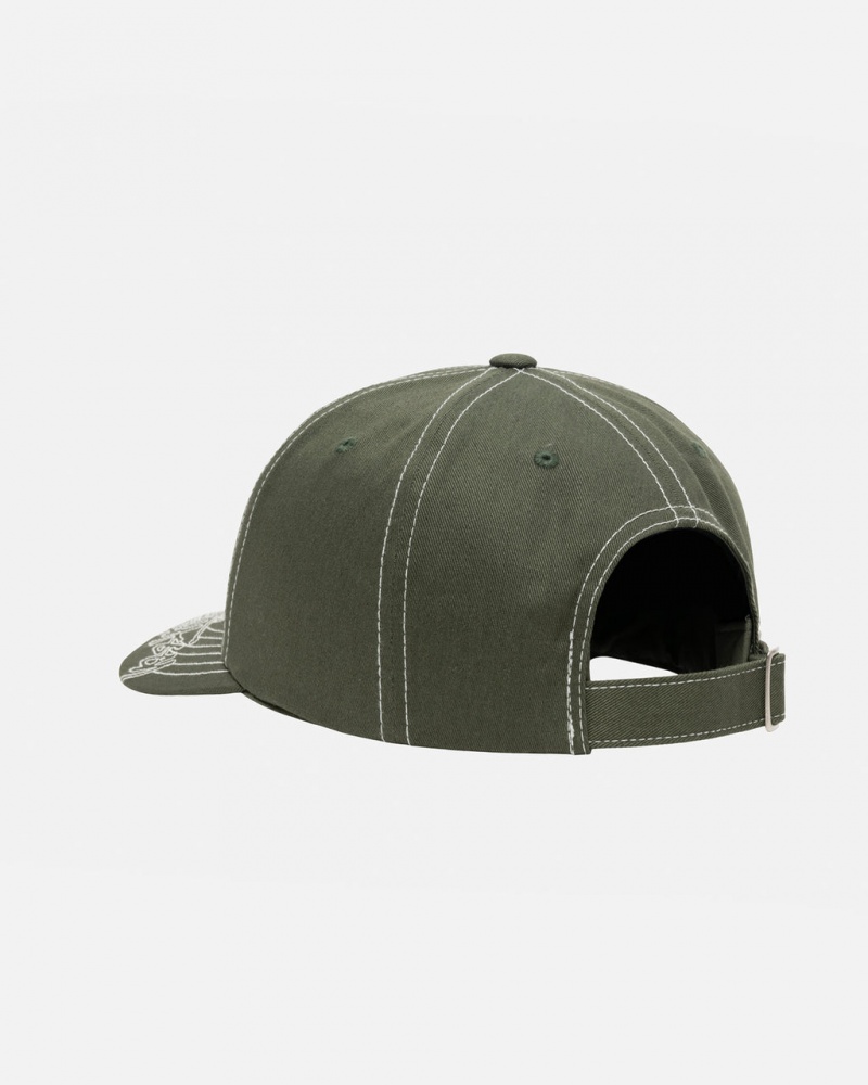 Stussy Low Pro Basic Stitch Strapback - Unisex Olijfgroen | ZNLMJ20752