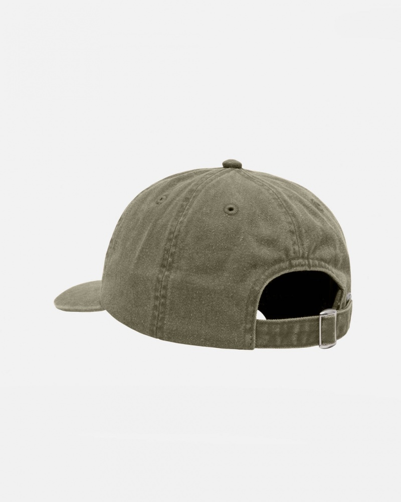 Stussy Low Pro Basic Washed Strapback - Unisex Olijfgroen | XNLBH71441