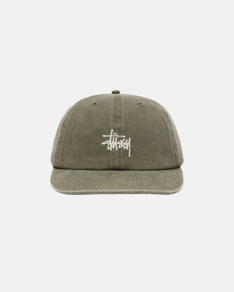 Stussy Low Pro Basic Washed Strapback - Unisex Olijfgroen | XNLBH71441