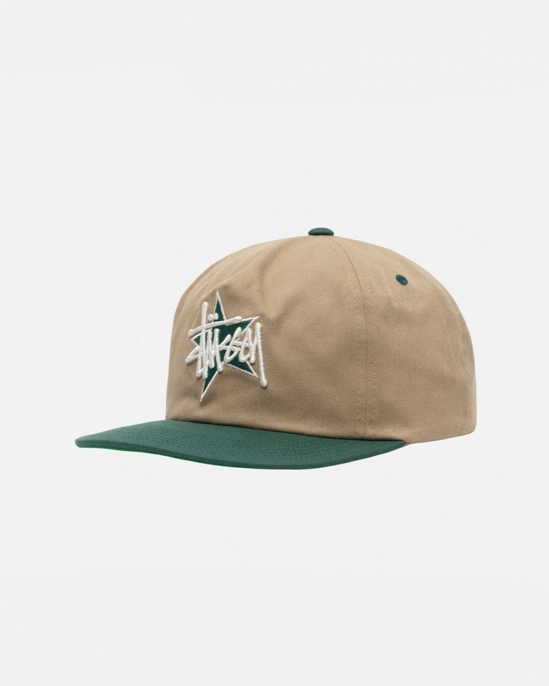 Stussy Mid-Depth Basic Star Strapback - Unisex Khaki | NLEGJ71399