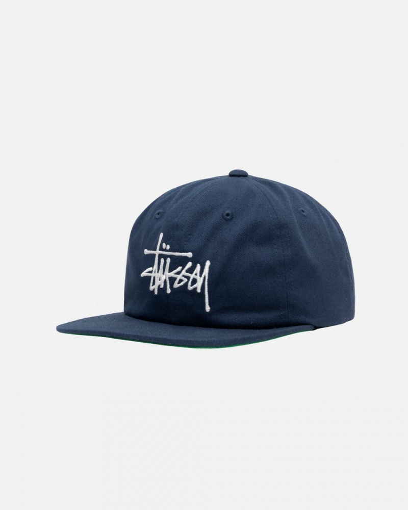 Stussy Mid-Depth Basic Strapback - Unisex Donkerblauw | LNLTR34643