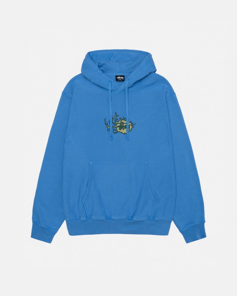 Stussy Mosaic Dragon Hoodie Pigment Dyed - Unisex Hoodies Blauw | MNLFT24230