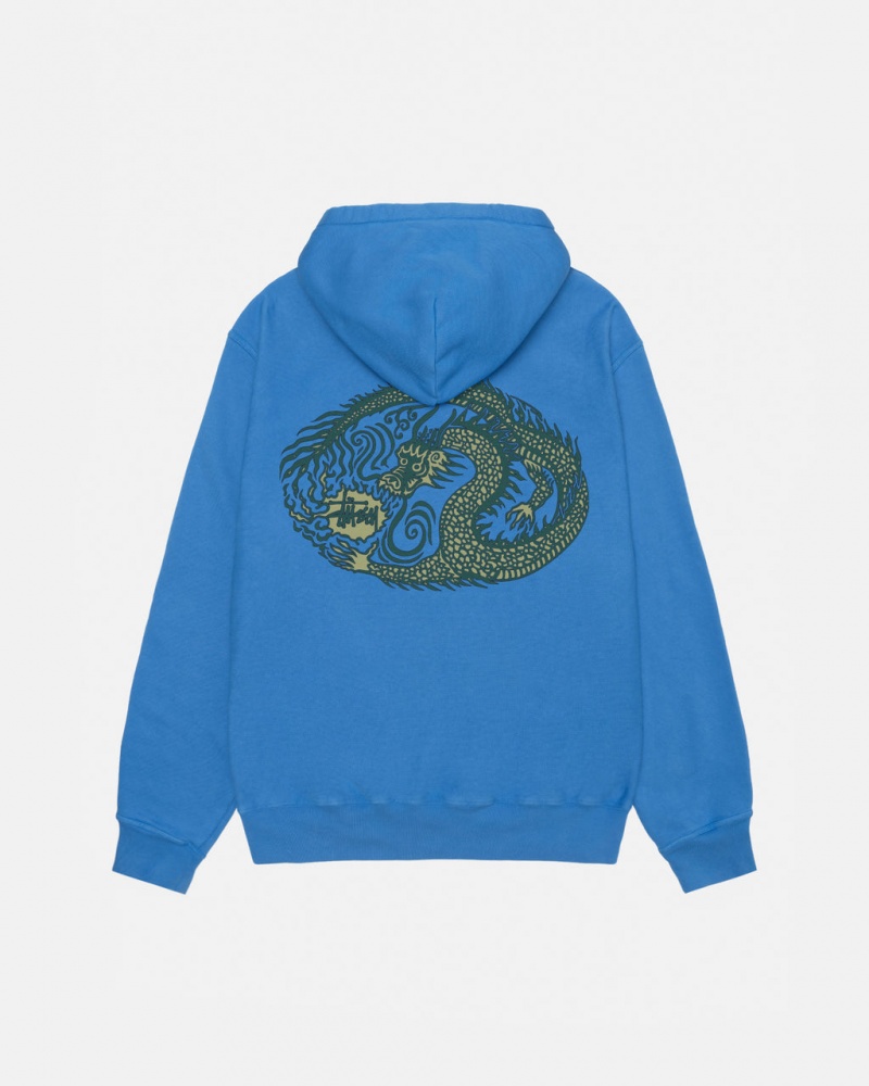 Stussy Mosaic Dragon Hoodie Pigment Dyed - Unisex Hoodies Blauw | MNLFT24230