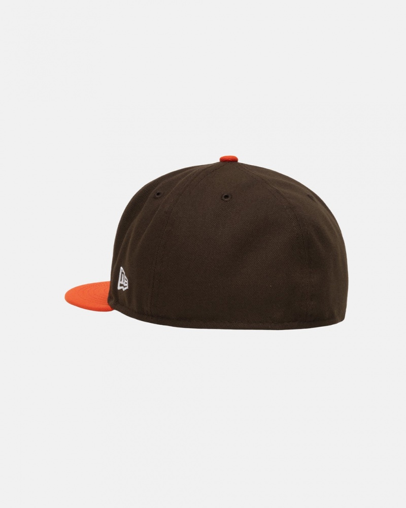 Stussy New Era 59Fifty Curly S - Unisex Bruin Oranje | NLJBT78556