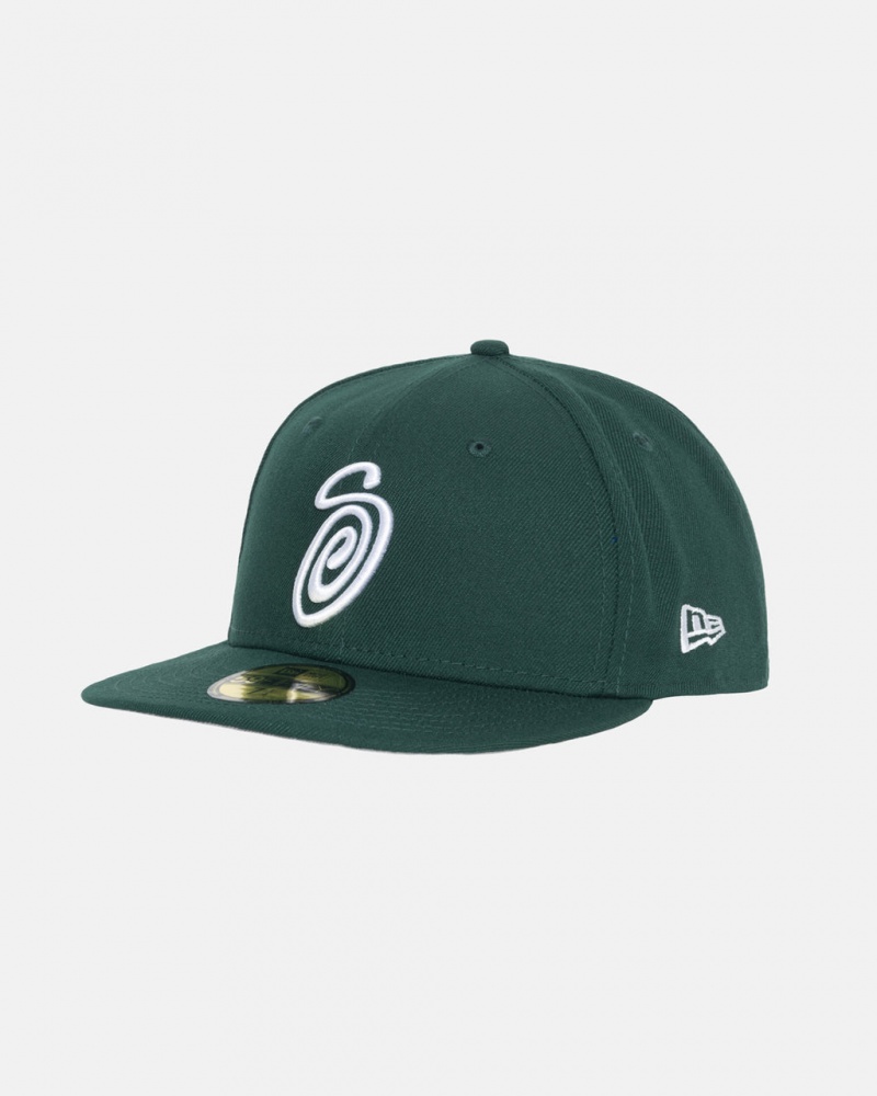 Stussy New Era 59Fifty Curly S - Unisex Groen | ZNLMJ60597