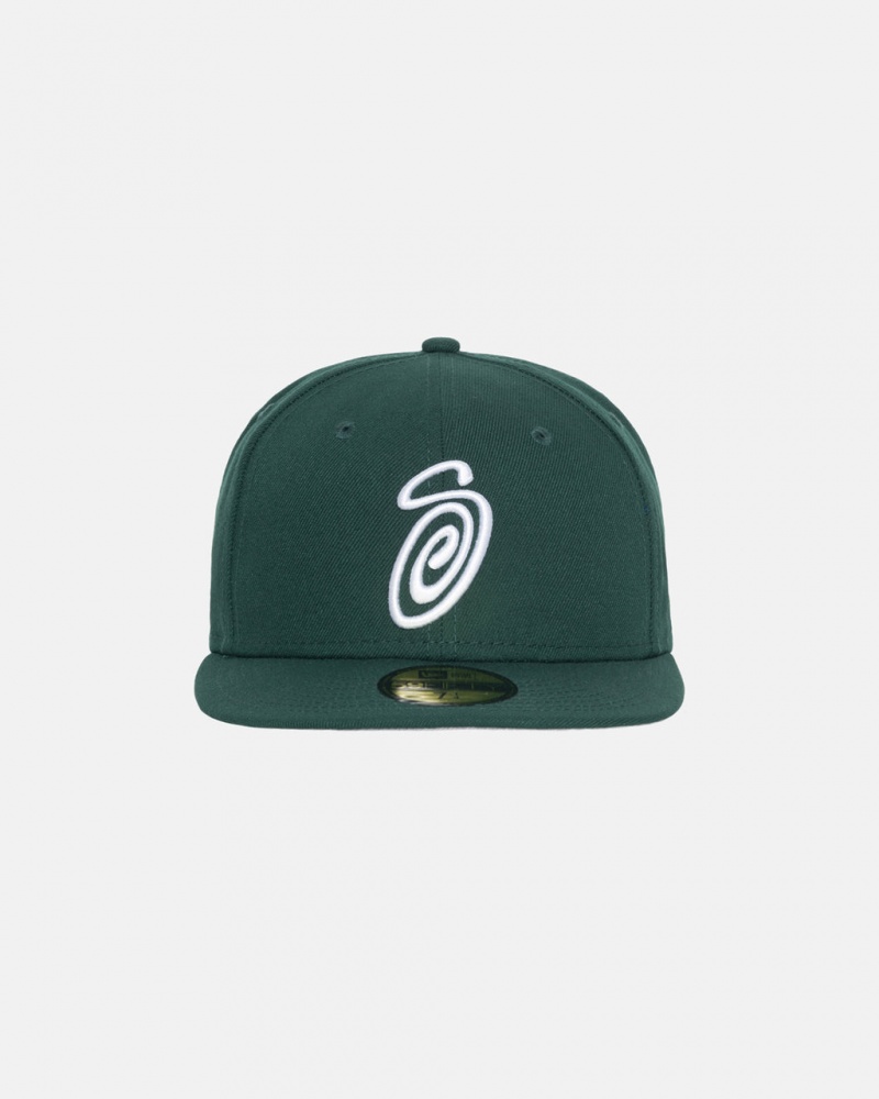 Stussy New Era 59Fifty Curly S - Unisex Groen | ZNLMJ60597