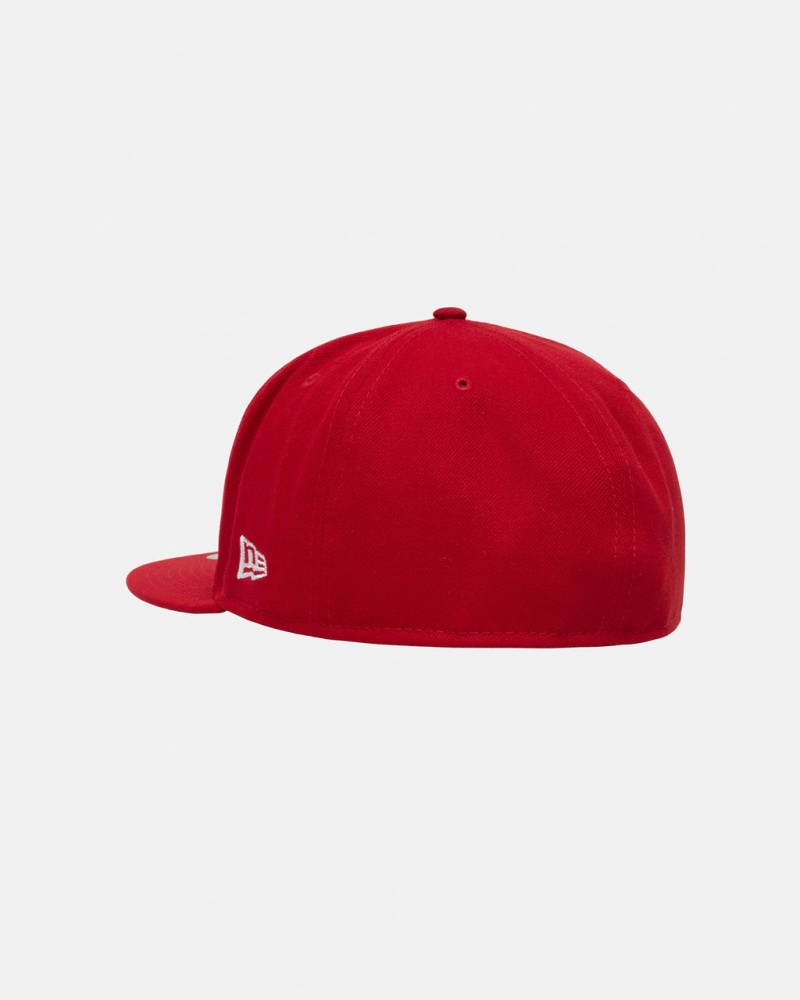 Stussy New Era 59Fifty Curly S - Unisex Rood | NLXBR39122