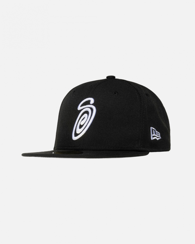 Stussy New Era 59Fifty Curly S - Unisex Zwart | LNLSX96738