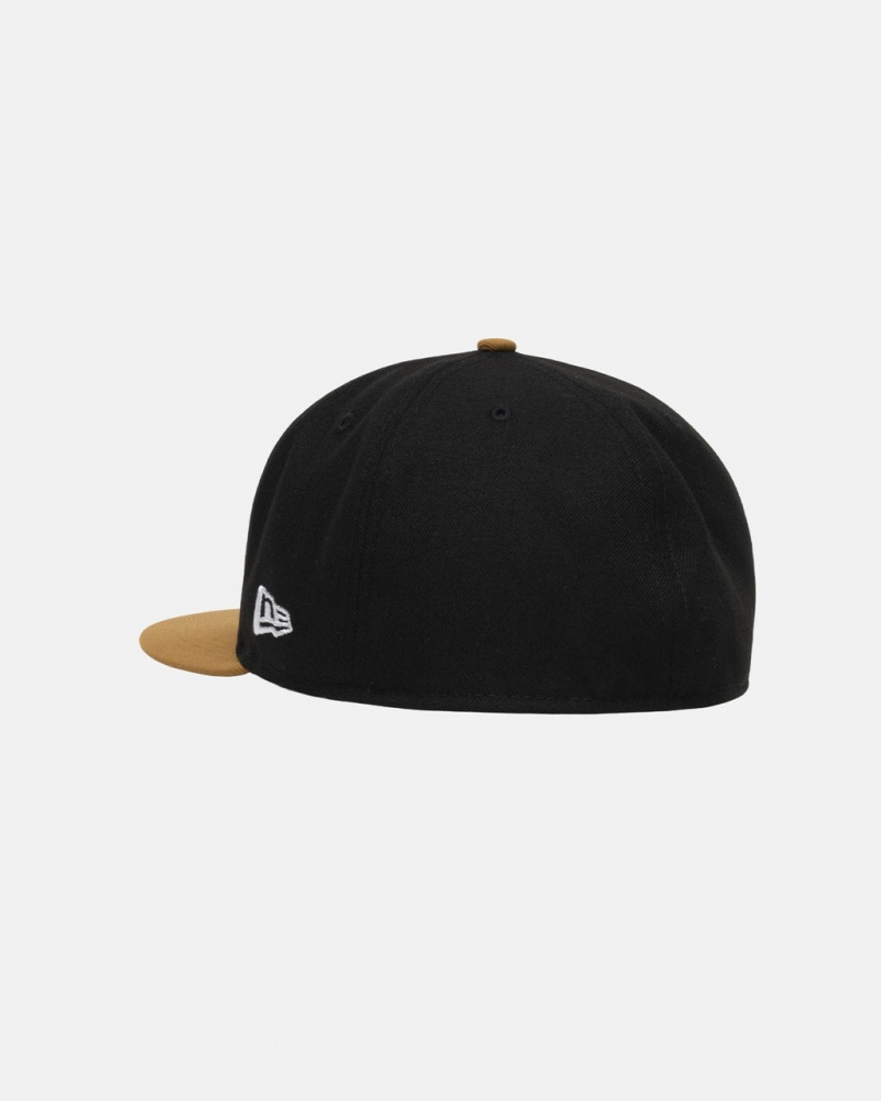 Stussy New Era 59Fifty Curly S - Unisex Zwart Goud | BNLSD95698