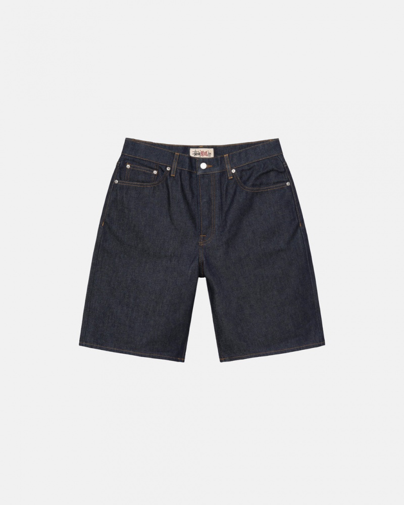 Stussy Raw Denim Big Ol& Shorts - Men&s Shorts Trunks Zwart | NLEGJ88891