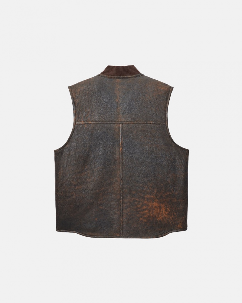 Stussy Reversible Shearling Workgear Vest - Unisex Jackets Bruin | BNLSO89162