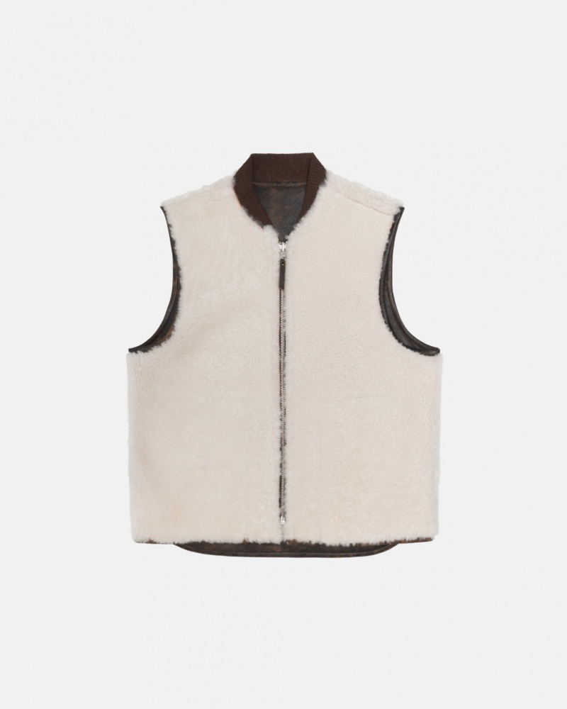 Stussy Reversible Shearling Workgear Vest - Unisex Jackets Bruin | BNLSO89162