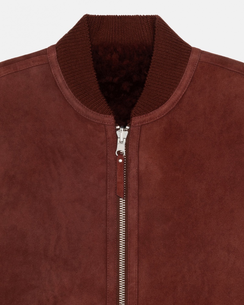 Stussy Reversible Shearling Workgear Vest - Unisex Jackets Bordeaux | NLQCS66585