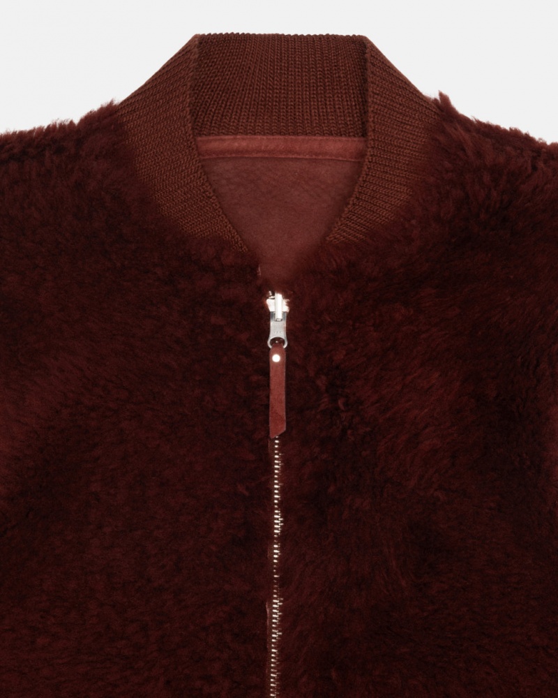 Stussy Reversible Shearling Workgear Vest - Unisex Jackets Bordeaux | NLQCS66585