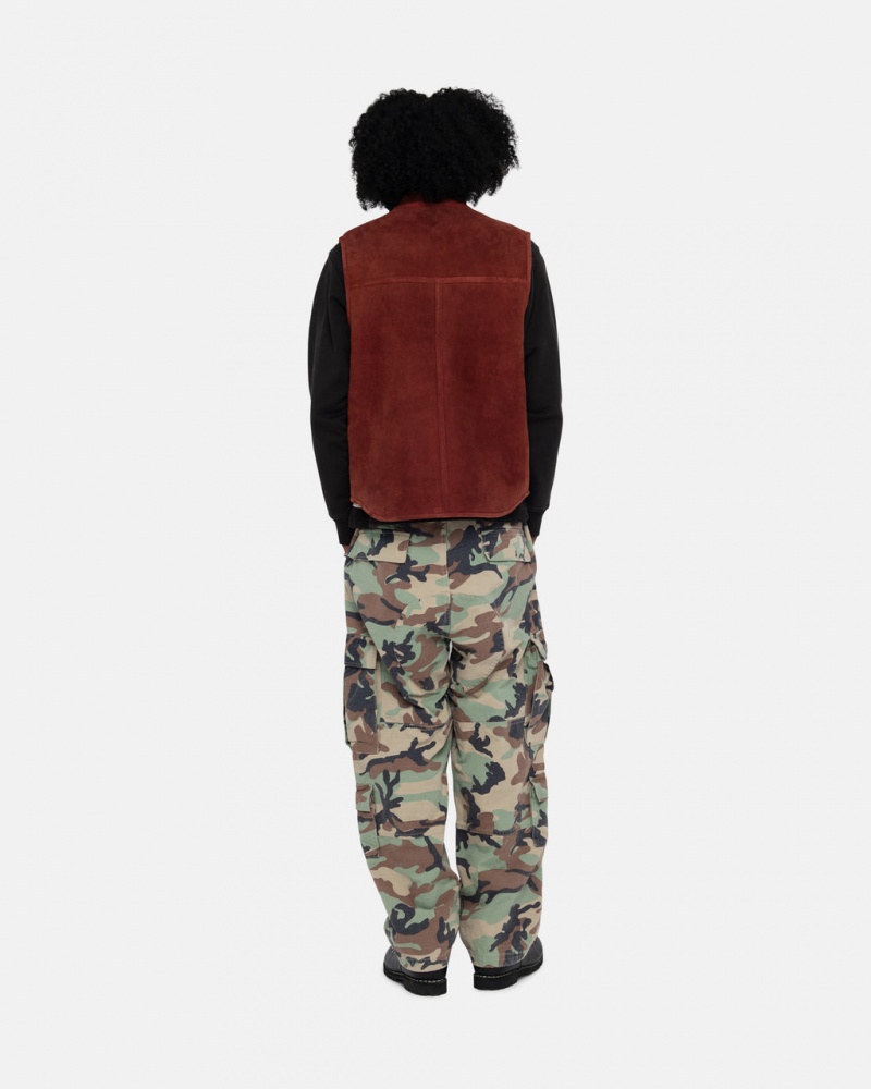 Stussy Reversible Shearling Workgear Vest - Unisex Jackets Bordeaux | NLQCS66585