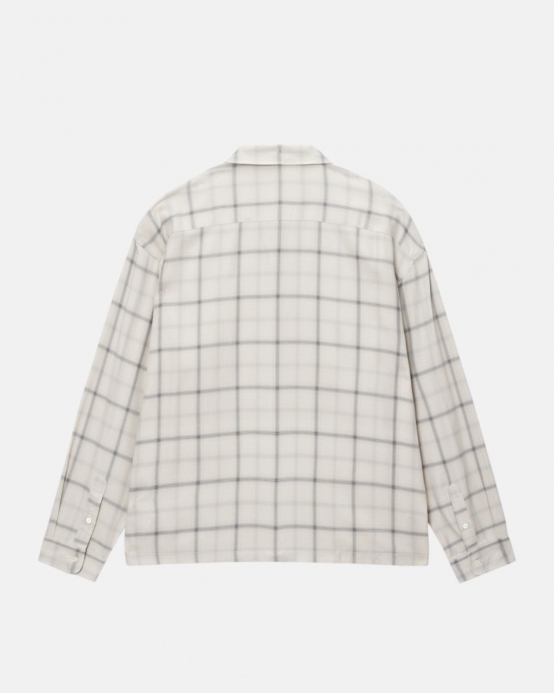 Stussy Shadow Plaid Rayon Shirt - Unisex Tops Beige | PNLER28961