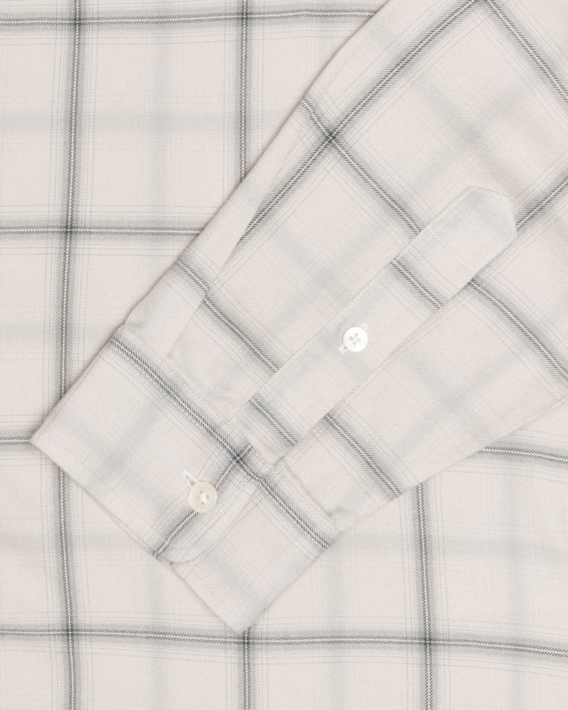 Stussy Shadow Plaid Rayon Shirt - Unisex Tops Beige | PNLER28961