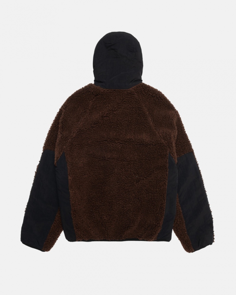 Stussy Sherpa Paneled Met Capuchon Jacket - Unisex Hoodies Bruin | YNLVQ35519