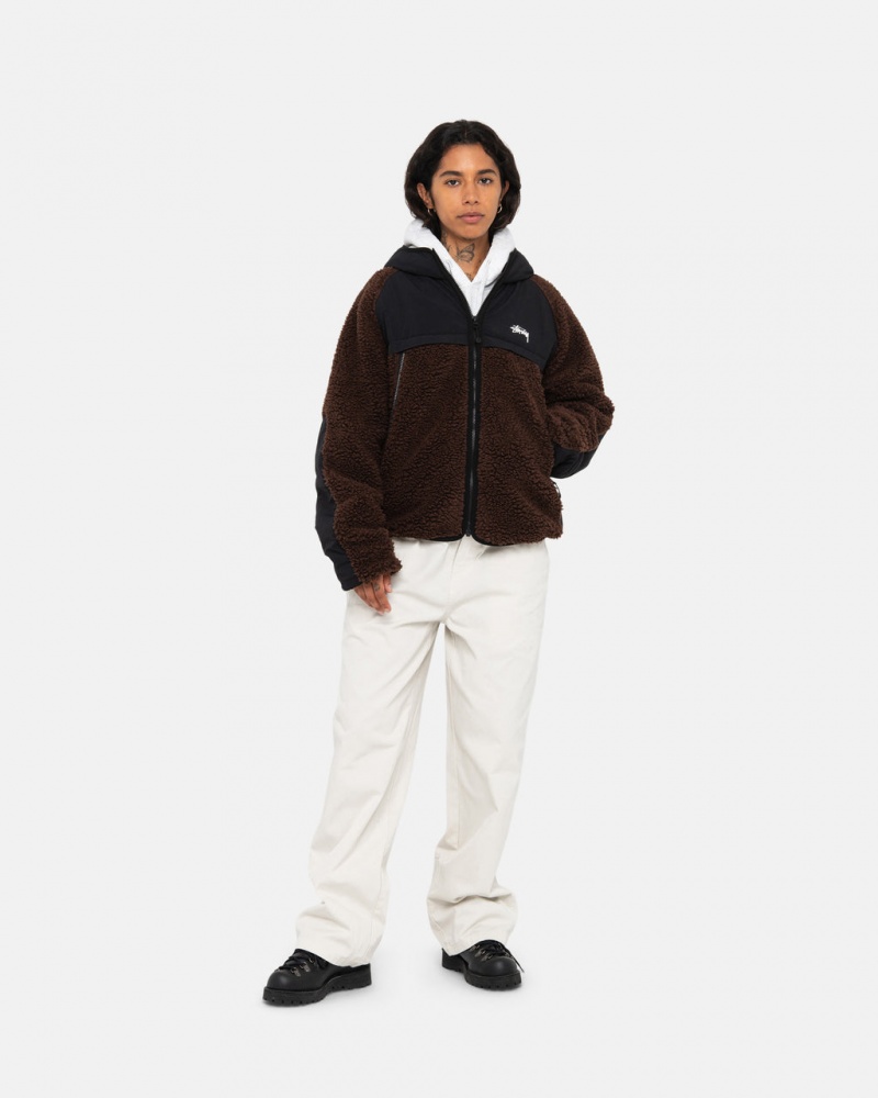 Stussy Sherpa Paneled Met Capuchon Jacket - Unisex Hoodies Bruin | YNLVQ35519