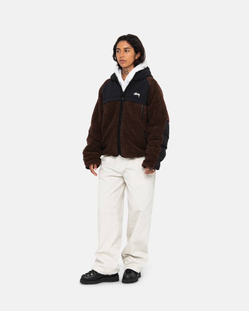 Stussy Sherpa Paneled Met Capuchon Jacket - Unisex Hoodies Bruin | YNLVQ35519