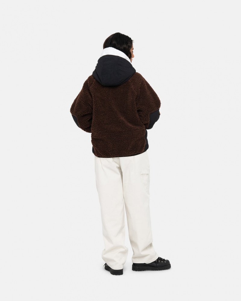 Stussy Sherpa Paneled Met Capuchon Jacket - Unisex Hoodies Bruin | YNLVQ35519