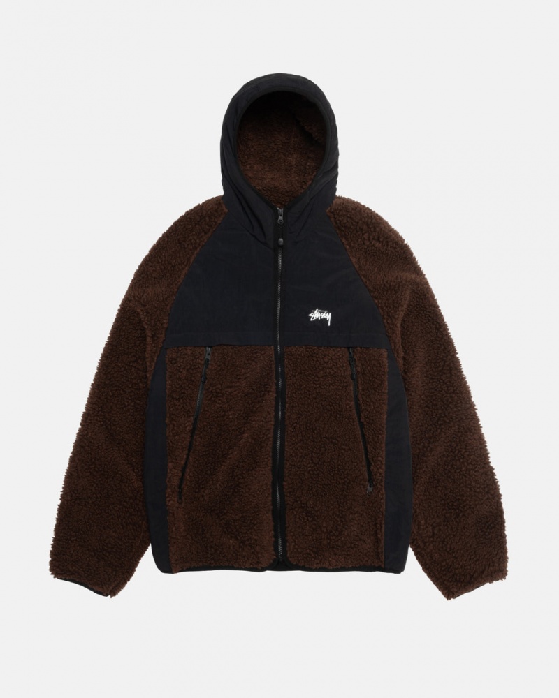 Stussy Sherpa Paneled Met Capuchon Jacket - Unisex Hoodies Bruin | YNLVQ35519