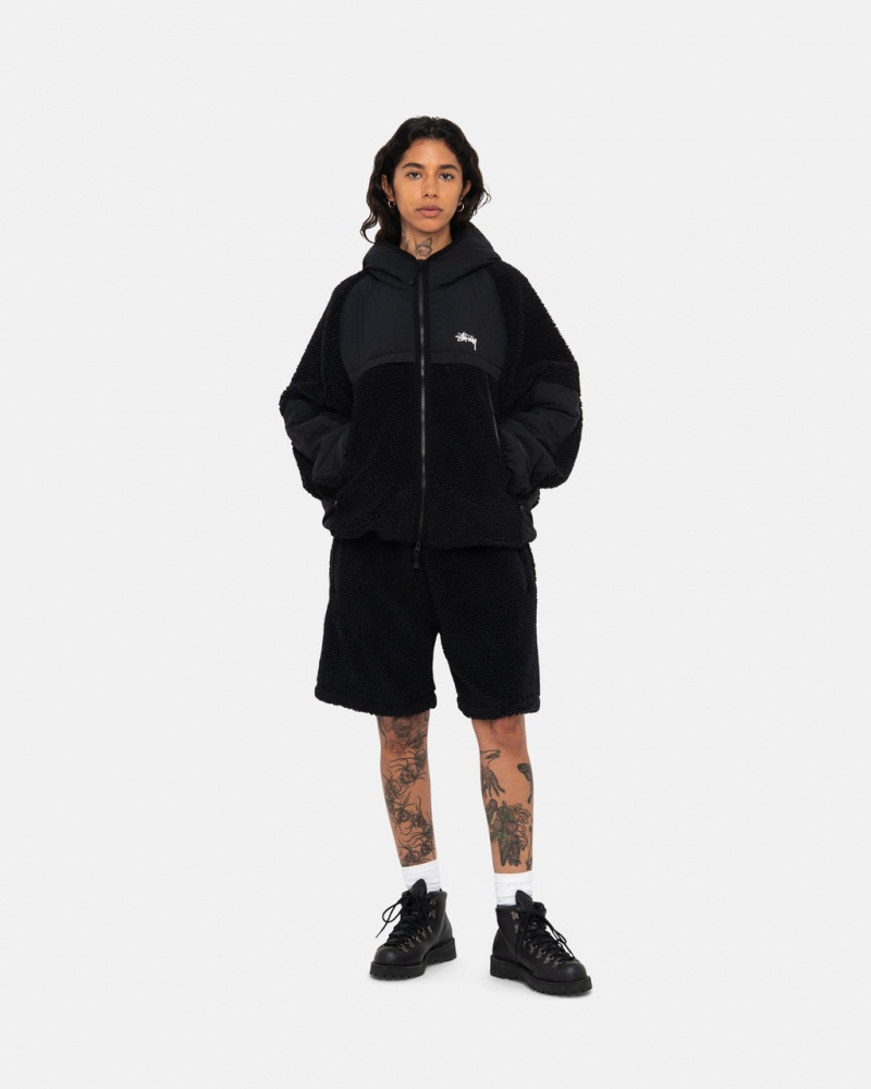 Stussy Sherpa Paneled Met Capuchon Jacket - Unisex Hoodies Zwart | ENLHC95634