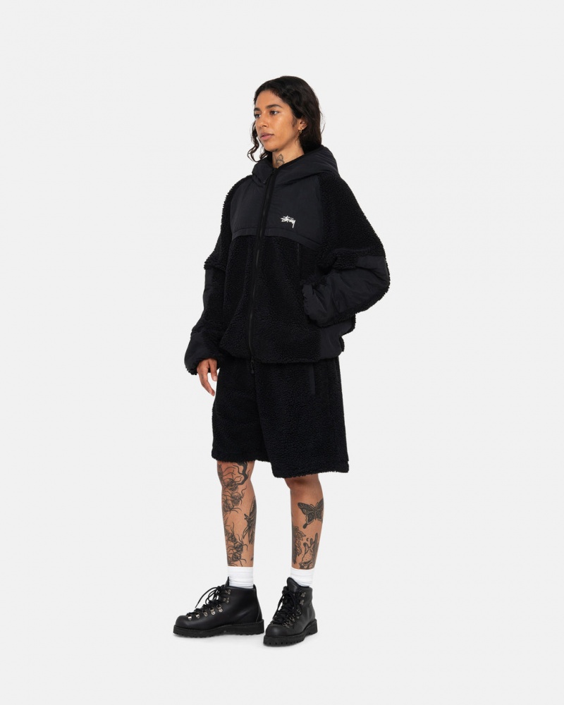 Stussy Sherpa Paneled Met Capuchon Jacket - Unisex Hoodies Zwart | ENLHC95634