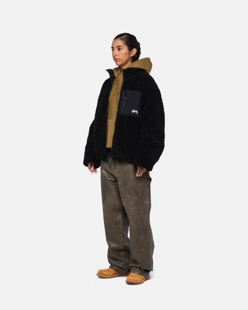 Stussy Sherpa Reversible Jacket - Unisex Jackets Zwart | ZNLMJ72218