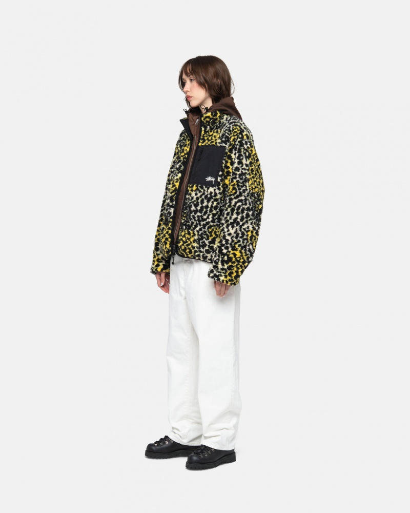 Stussy Sherpa Reversible Jacket - Unisex Jackets Geel Leopard | NLIIZ55638