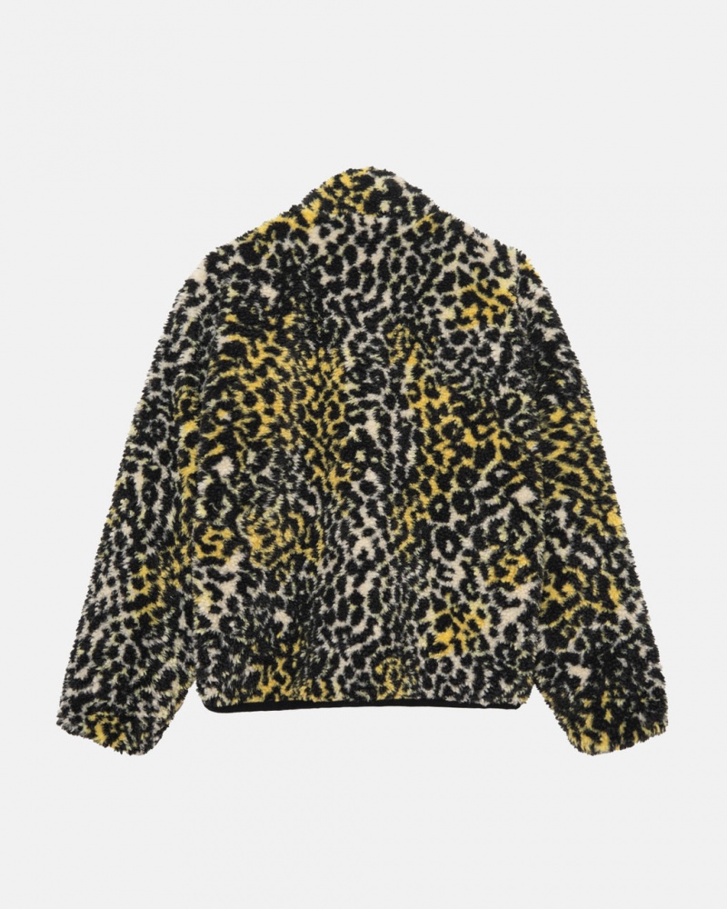 Stussy Sherpa Reversible Jacket - Unisex Jackets Geel Leopard | NLIIZ55638