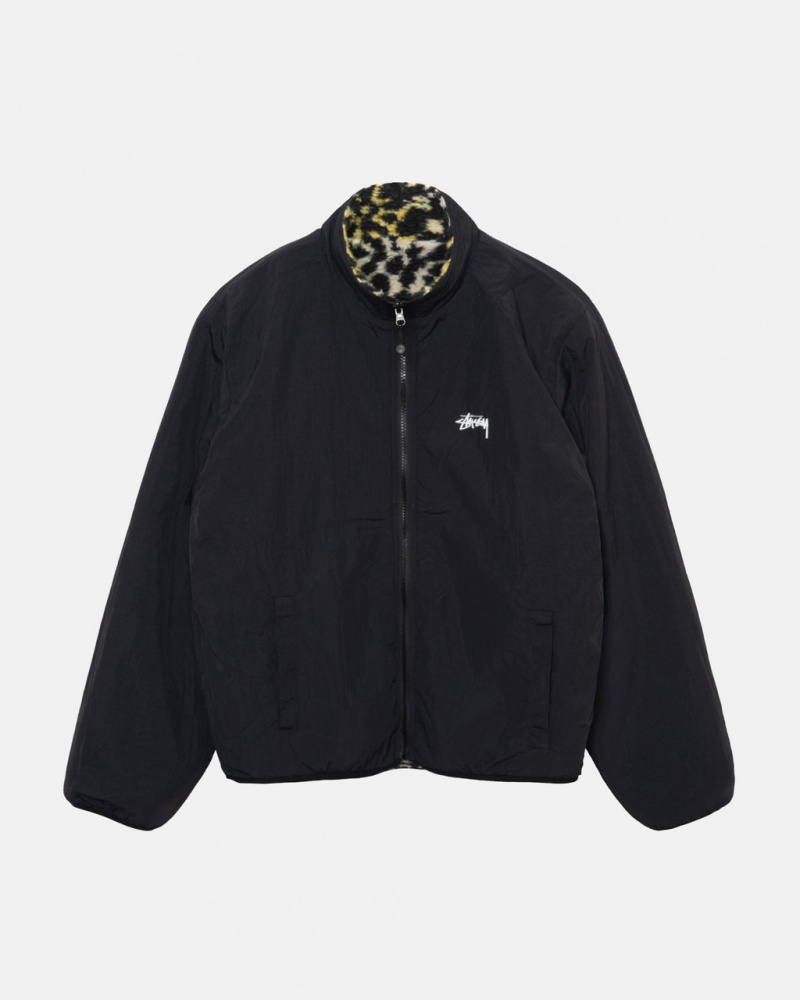 Stussy Sherpa Reversible Jacket - Unisex Jackets Geel Leopard | NLIIZ55638