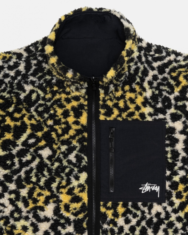 Stussy Sherpa Reversible Jacket - Unisex Jackets Geel Leopard | NLIIZ55638