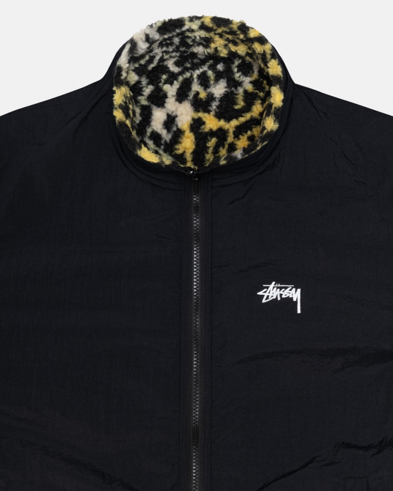 Stussy Sherpa Reversible Jacket - Unisex Jackets Geel Leopard | NLIIZ55638