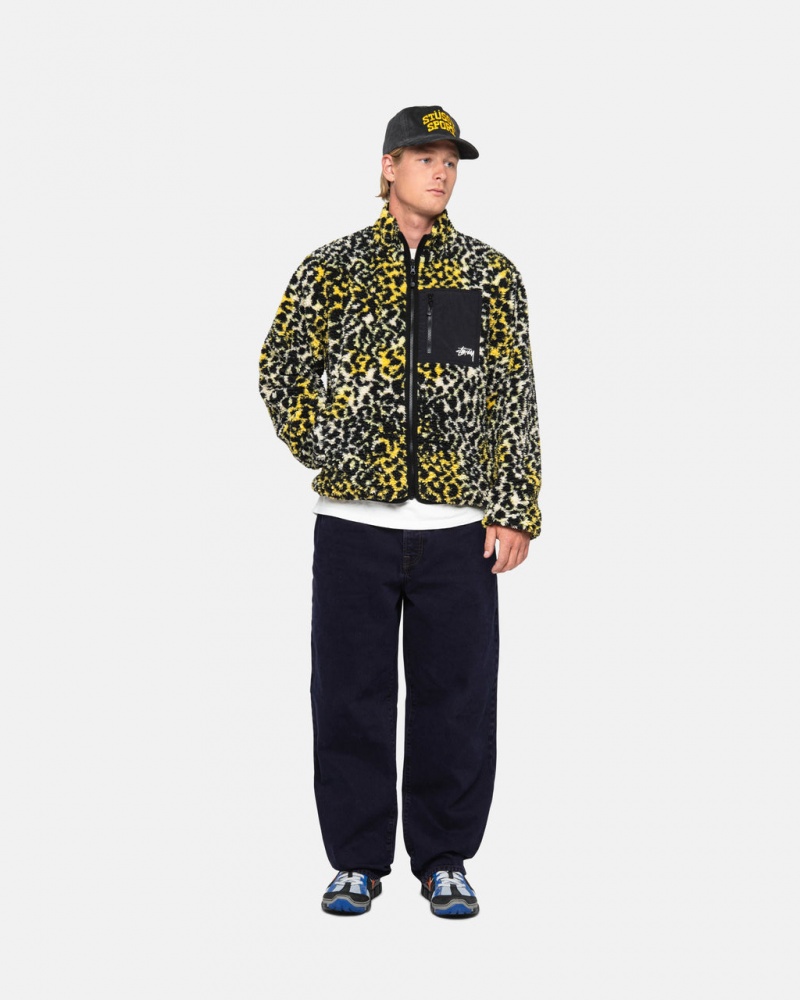 Stussy Sherpa Reversible Jacket - Unisex Jackets Geel Leopard | NLIIZ55638