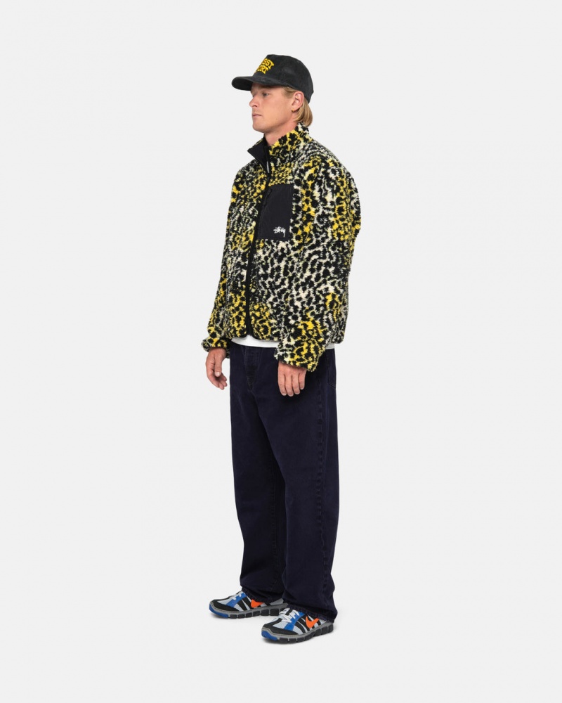 Stussy Sherpa Reversible Jacket - Unisex Jackets Geel Leopard | NLIIZ55638