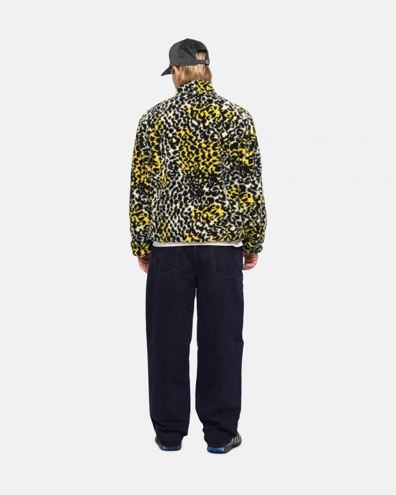 Stussy Sherpa Reversible Jacket - Unisex Jackets Geel Leopard | NLIIZ55638