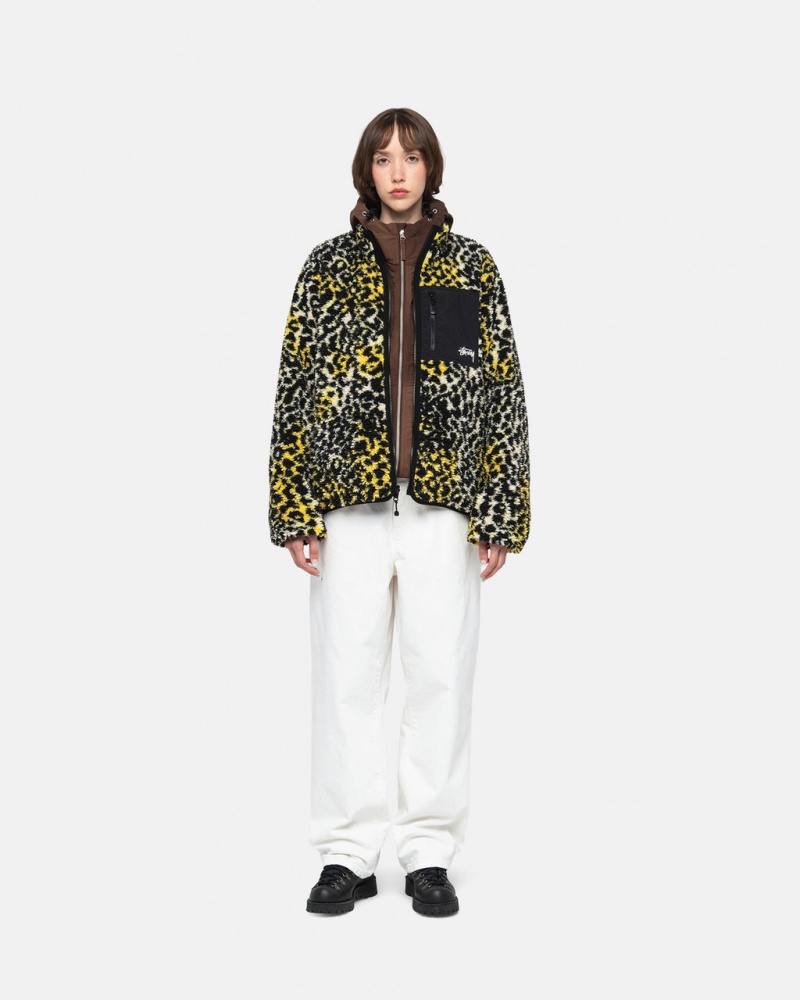 Stussy Sherpa Reversible Jacket - Unisex Jackets Geel Leopard | NLIIZ55638