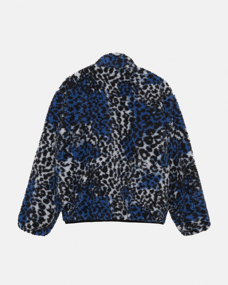 Stussy Sherpa Reversible Jacket - Unisex Jackets Blauw Leopard | GNLEC96861