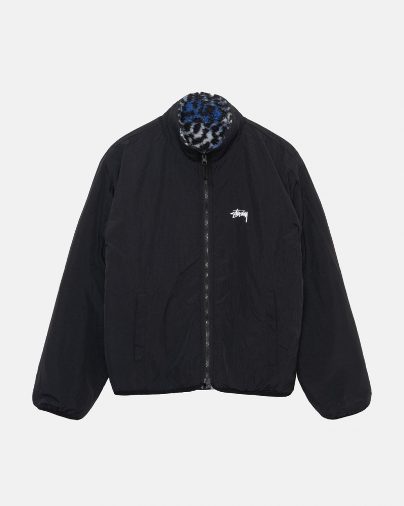 Stussy Sherpa Reversible Jacket - Unisex Jackets Blauw Leopard | GNLEC96861