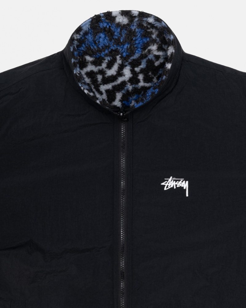 Stussy Sherpa Reversible Jacket - Unisex Jackets Blauw Leopard | GNLEC96861