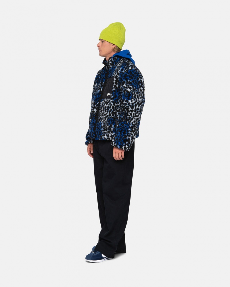 Stussy Sherpa Reversible Jacket - Unisex Jackets Blauw Leopard | GNLEC96861