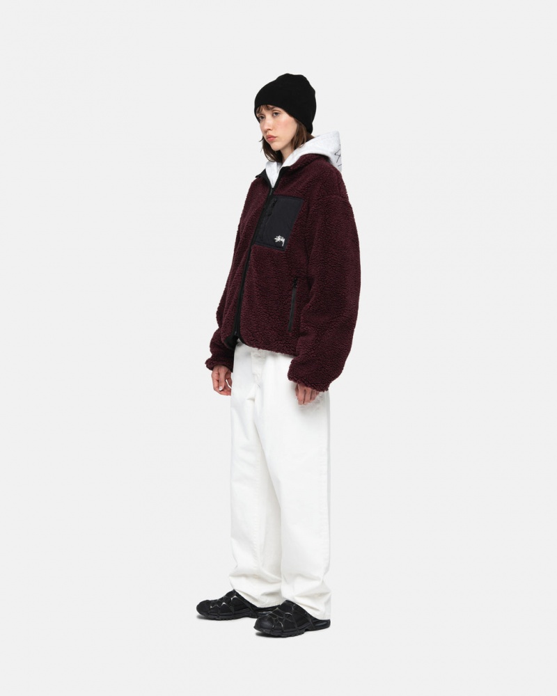 Stussy Sherpa Reversible Jacket - Unisex Jackets Bordeaux | MNLHR24470