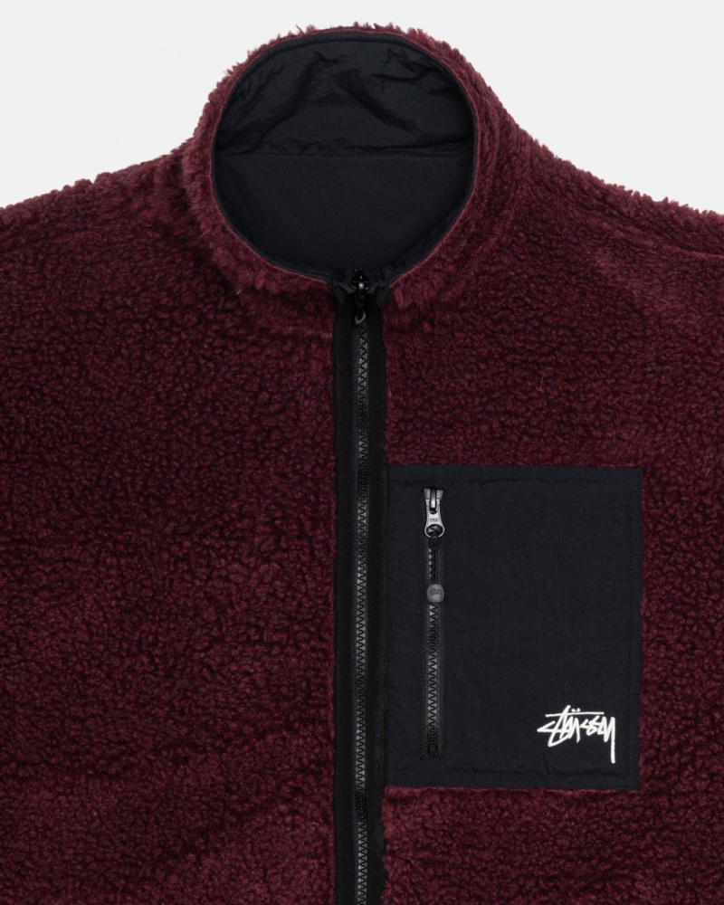 Stussy Sherpa Reversible Jacket - Unisex Jackets Bordeaux | MNLHR24470