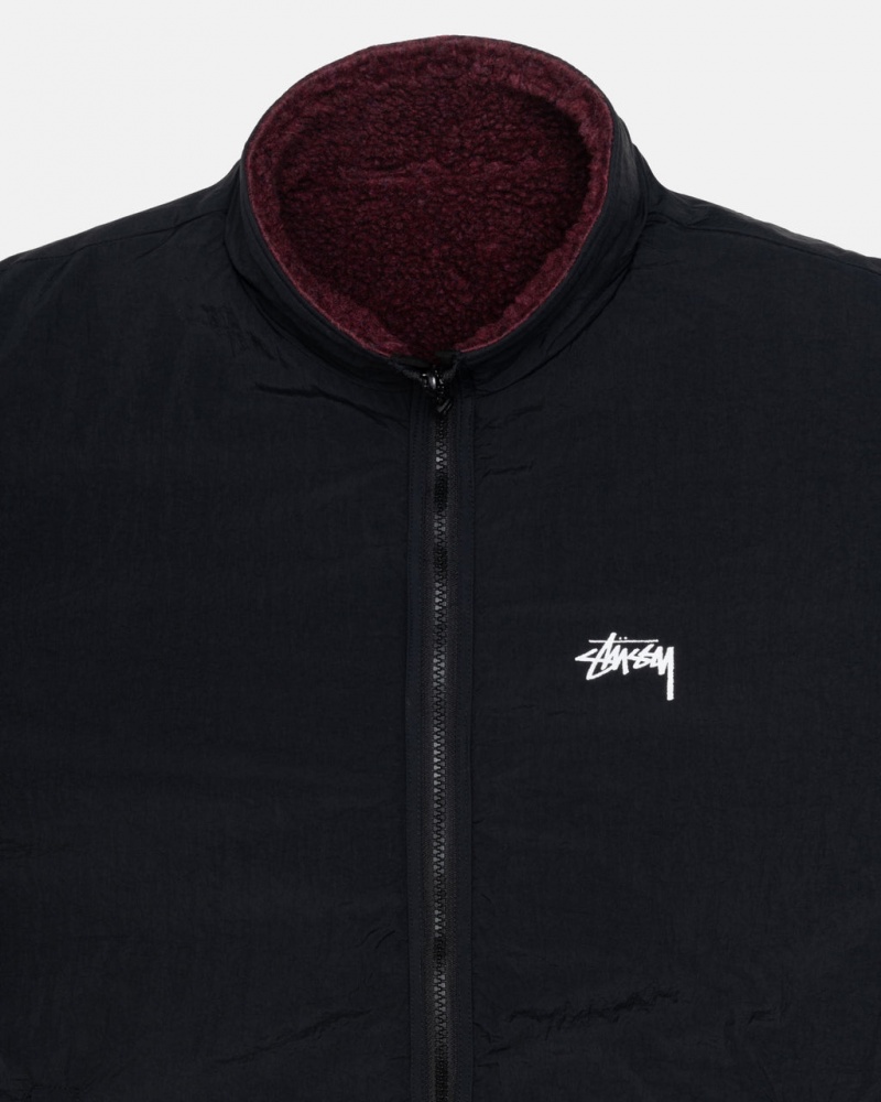 Stussy Sherpa Reversible Jacket - Unisex Jackets Bordeaux | MNLHR24470