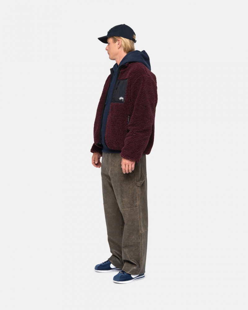 Stussy Sherpa Reversible Jacket - Unisex Jackets Bordeaux | MNLHR24470