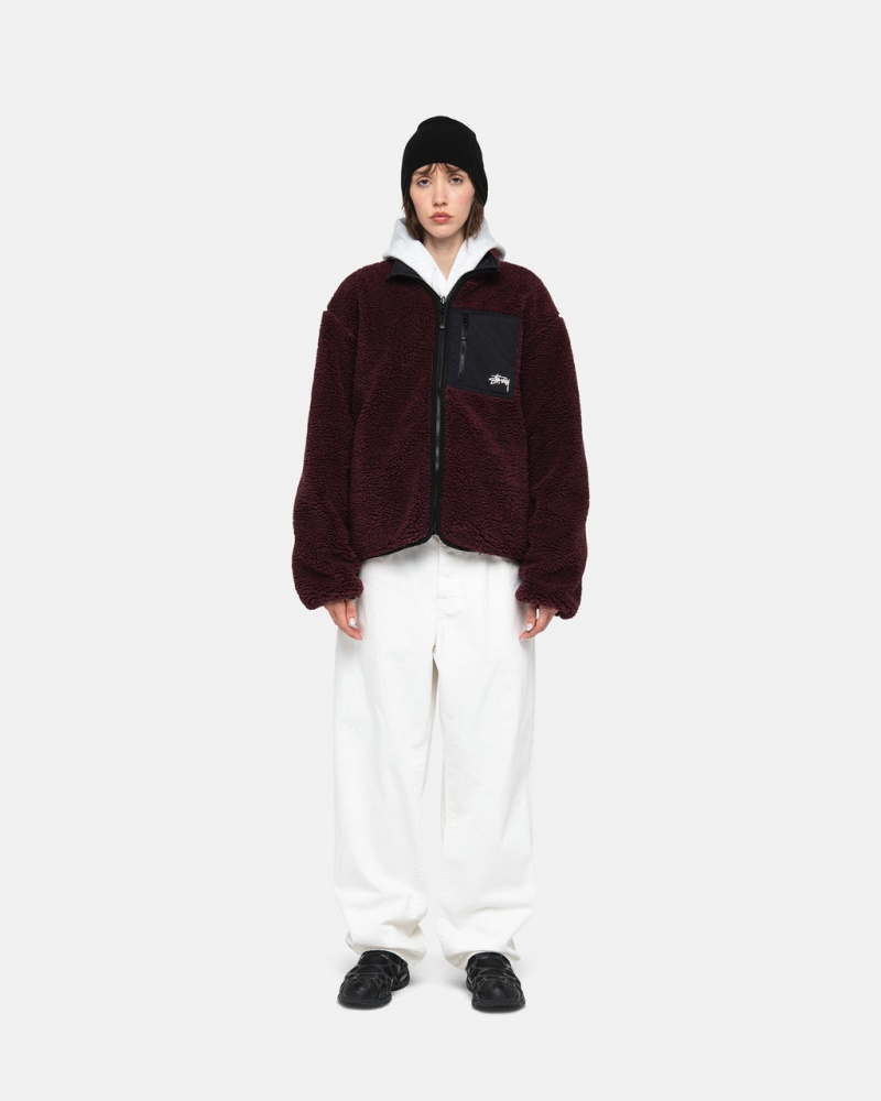 Stussy Sherpa Reversible Jacket - Unisex Jackets Bordeaux | MNLHR24470